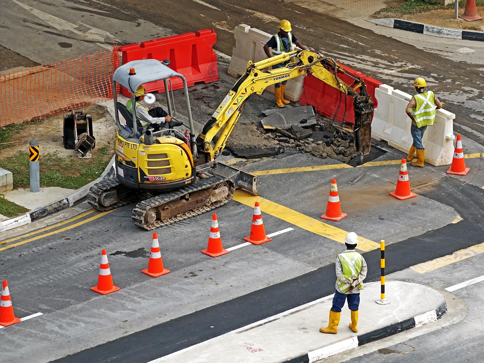 Excavators working on earthworks